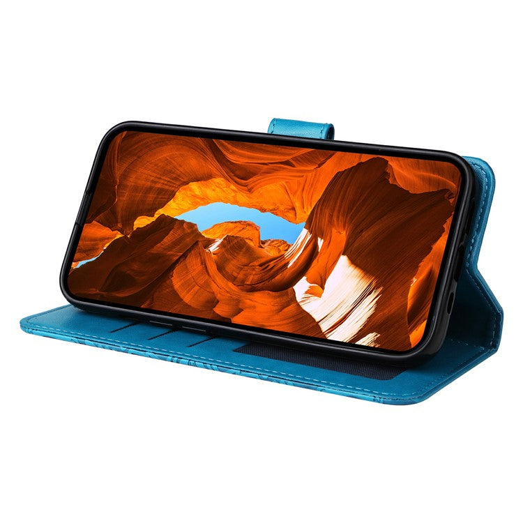 For Oppo Reno13 F 5G Case Sunflower Imprint Leather Wallet Phone Cover - Blue