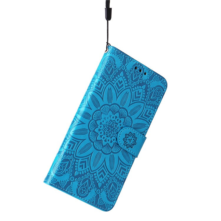 For Oppo Reno13 F 5G Case Sunflower Imprint Leather Wallet Phone Cover - Blue