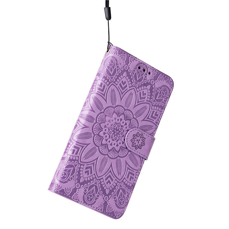 For Oppo Reno13 F 5G Case Sunflower Imprint Leather Wallet Phone Cover - Purple