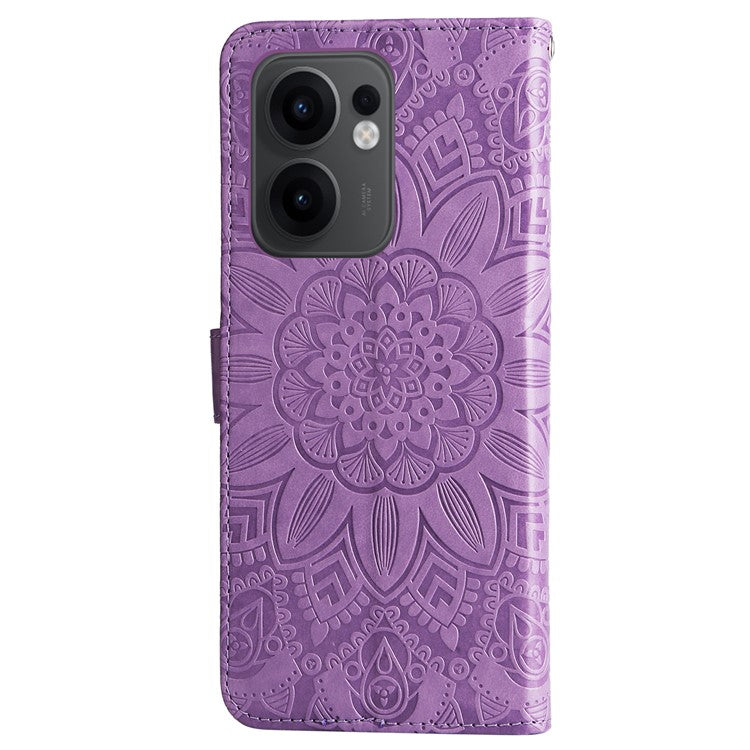 For Oppo Reno13 F 5G Case Sunflower Imprint Leather Wallet Phone Cover - Purple