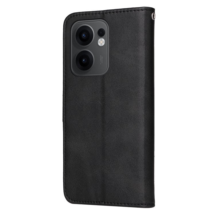 For Oppo Reno13 F 5G Case Wallet PU Leather Folio Flip Phone Cover - Black