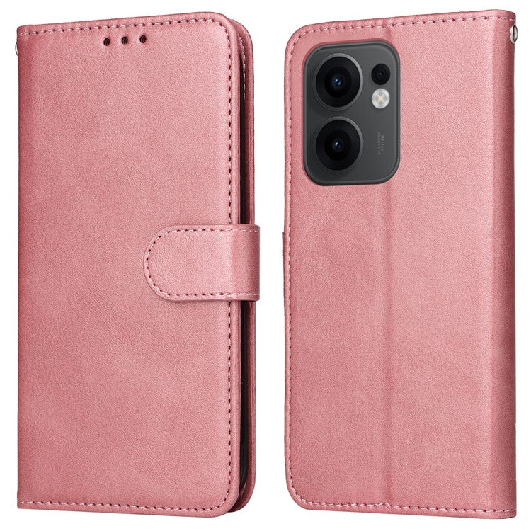 For Oppo Reno13 F 5G Case Wallet PU Leather Folio Flip Phone Cover - Pink