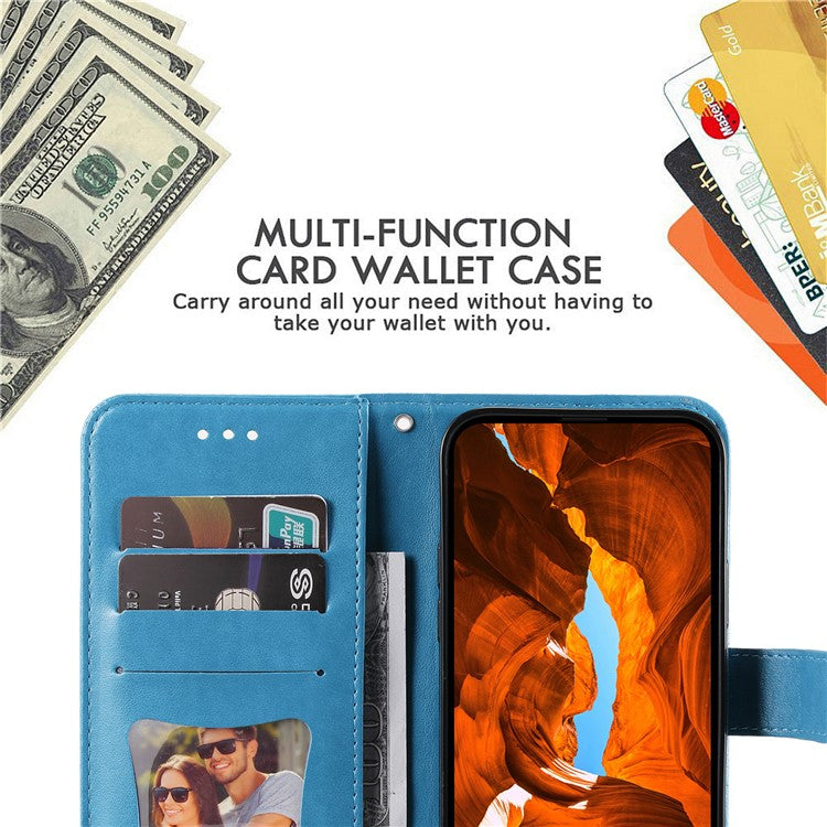 For Oppo Reno13 Pro 5G Case Floral Pattern PU Leather Wallet Stand Phone Cover - Blue