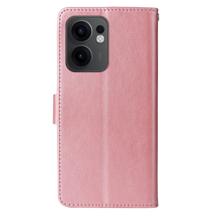 For Oppo Reno13 F 5G Leather Case Butterfly Floral Imprint Wallet Stand Cover - Pink