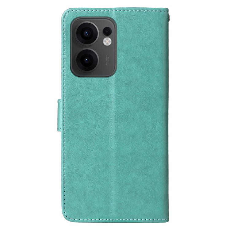 For Oppo Reno13 F 5G Leather Case Butterfly Floral Imprint Wallet Stand Cover - Green