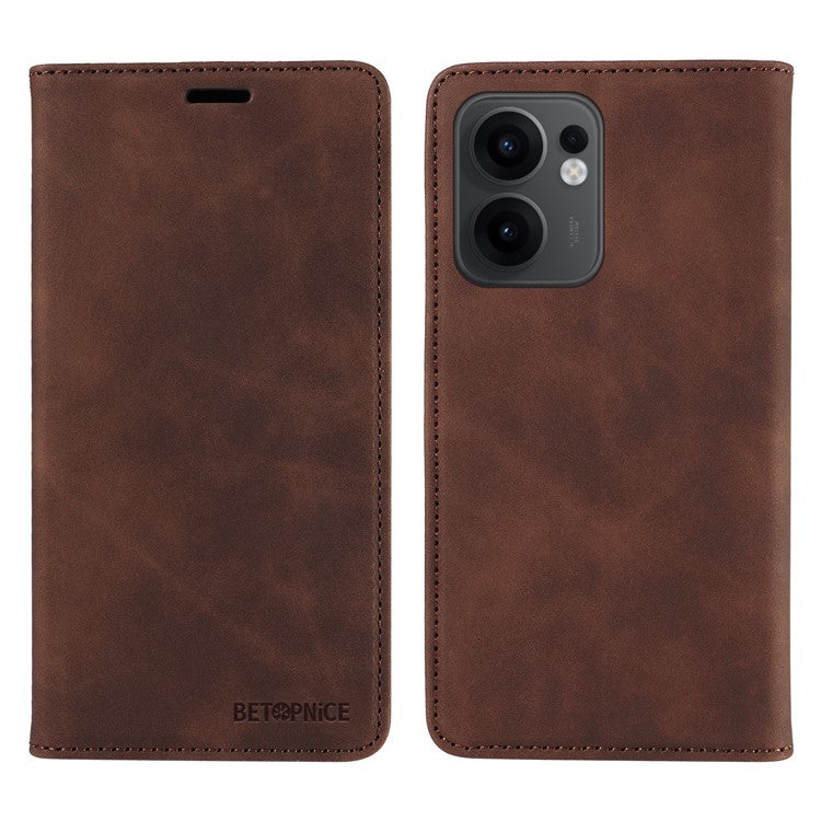BETOPNICE 003 For Oppo Reno13 F 5G Wallet Case Leather Phone Cover with Stand - Brown