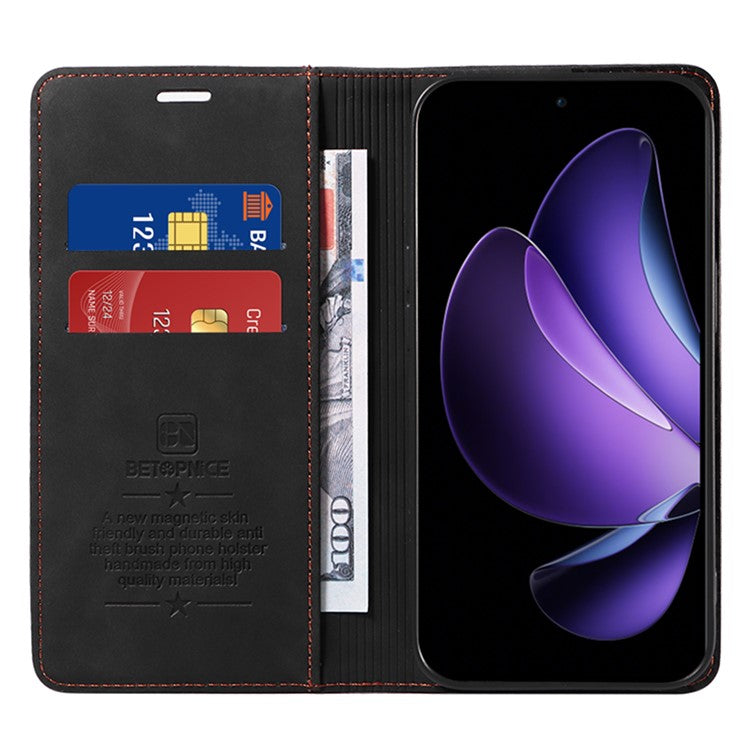 BETOPNICE 003 For Oppo Reno13 F 5G Wallet Case Leather Phone Cover with Stand - Black