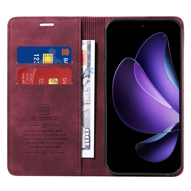 BETOPNICE 003 For Oppo Reno13 F 5G Wallet Case Leather Phone Cover with Stand - Red