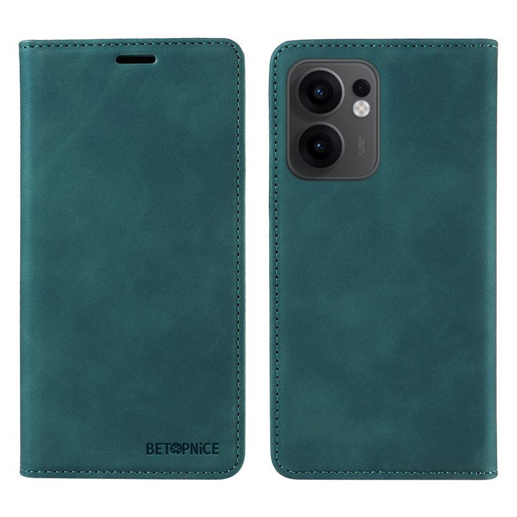 BETOPNICE 003 For Oppo Reno13 F 5G Wallet Case Leather Phone Cover with Stand - Green