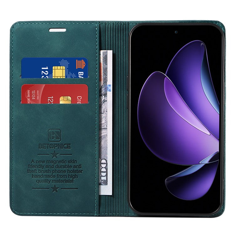 BETOPNICE 003 For Oppo Reno13 F 5G Wallet Case Leather Phone Cover with Stand - Green