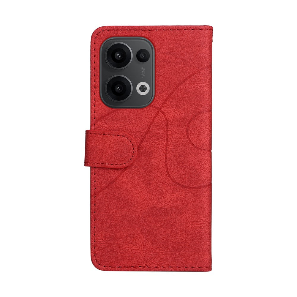 For Oppo Reno13 5G (Global) Leather Case Wallet Stand Color Splicing Phone Cover - Red