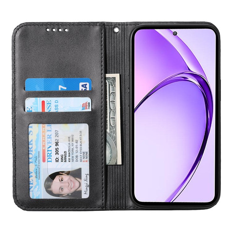 For Oppo Reno13 5G (Global) Case Calf Texture PU Leather Phone Cover with Wallet - Black