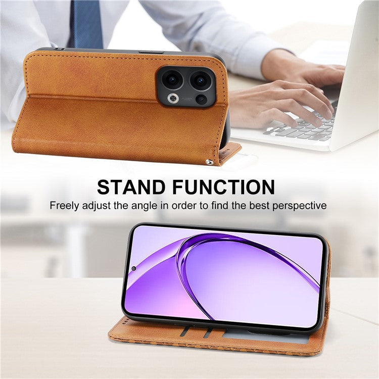 For Oppo Reno13 5G (Global) Case Calf Texture PU Leather Phone Cover with Wallet - Yellow
