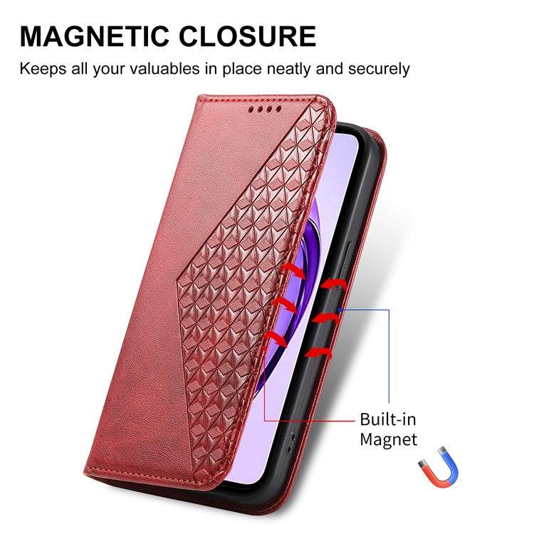 For Oppo Reno13 5G (Global) Case Calf Texture PU Leather Phone Cover with Wallet - Red