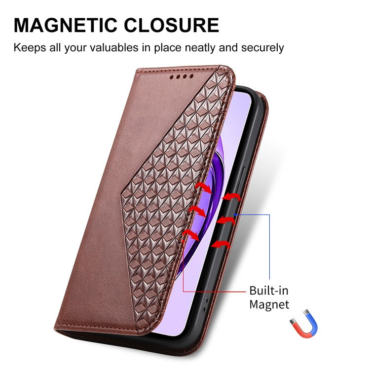 For Oppo Reno13 5G (Global) Case Calf Texture PU Leather Phone Cover with Wallet - Brown