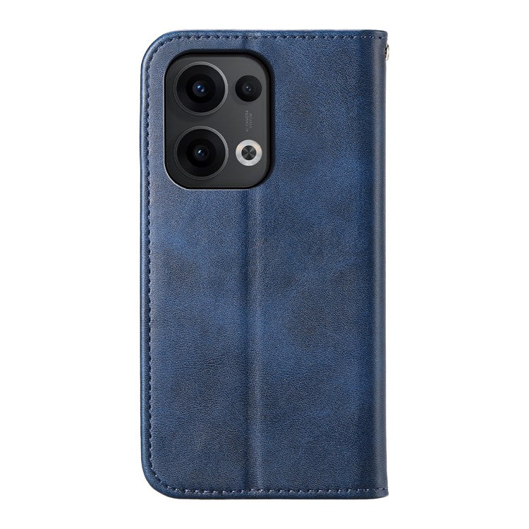 For Oppo Reno13 5G (Global) Case Calf Texture PU Leather Phone Cover with Wallet - Blue