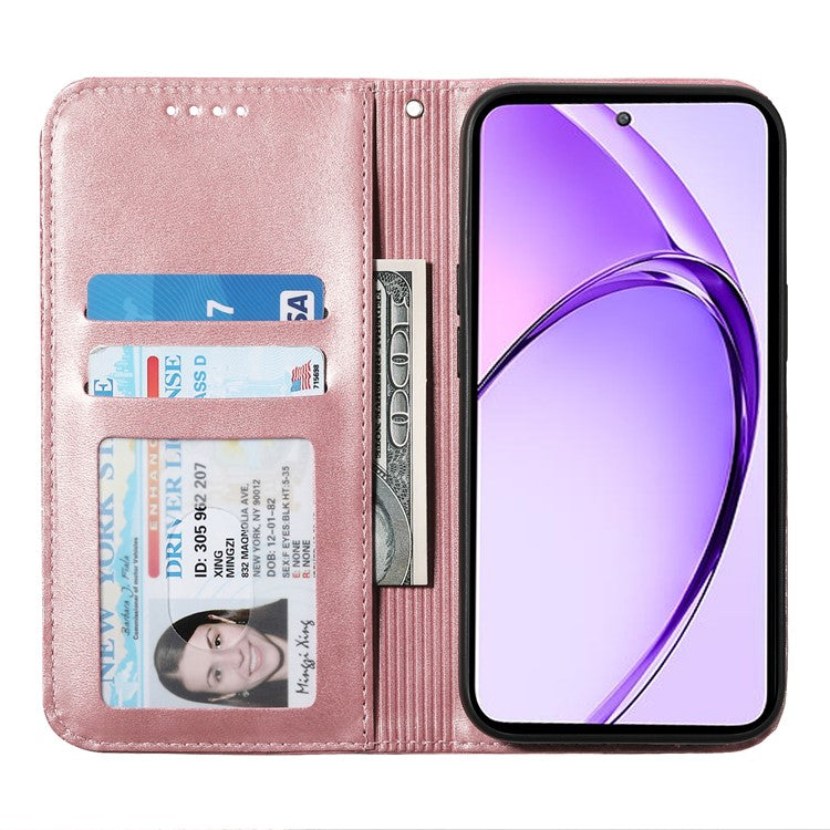For Oppo Reno13 5G (Global) Case Calf Texture PU Leather Phone Cover with Wallet - Rose Gold