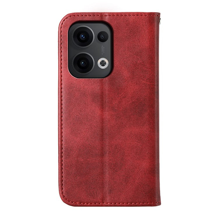 For Oppo Reno13 Pro 5G Case Calf Texture PU Leather Phone Cover with Wallet - Red