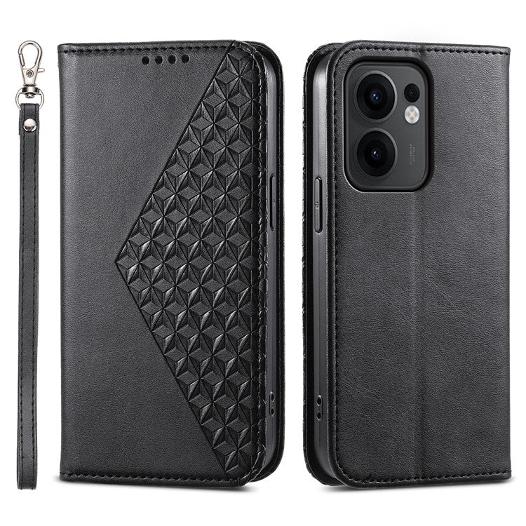 For Oppo Reno13 F 5G Case Calf Texture PU Leather Phone Cover with Wallet - Black
