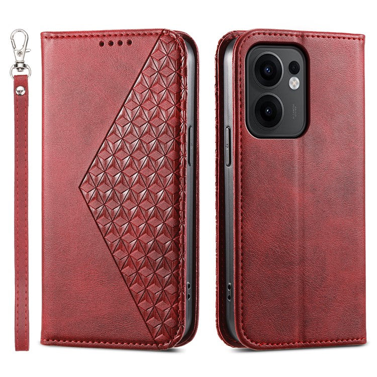 For Oppo Reno13 F 5G Case Calf Texture PU Leather Phone Cover with Wallet - Red