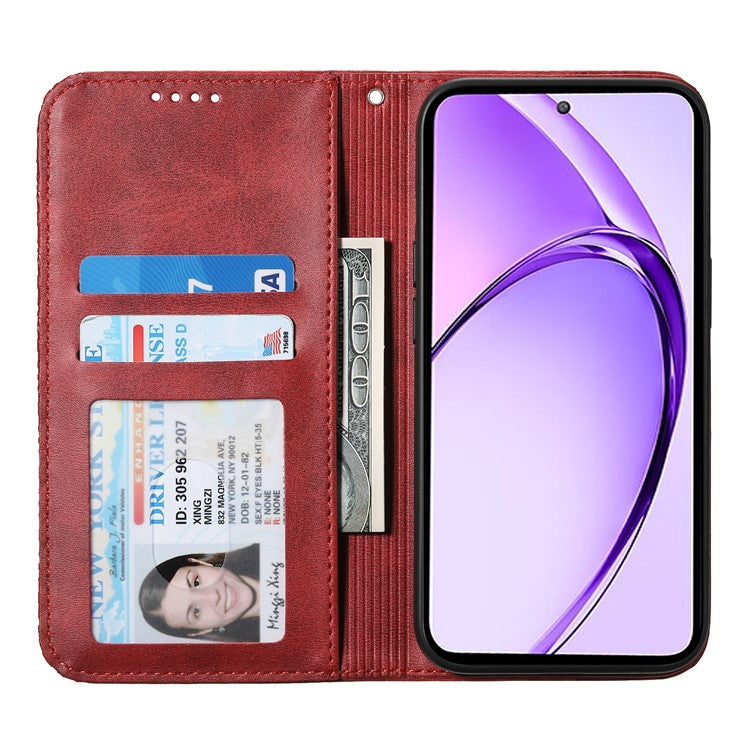 For Oppo Reno13 F 5G Case Calf Texture PU Leather Phone Cover with Wallet - Red
