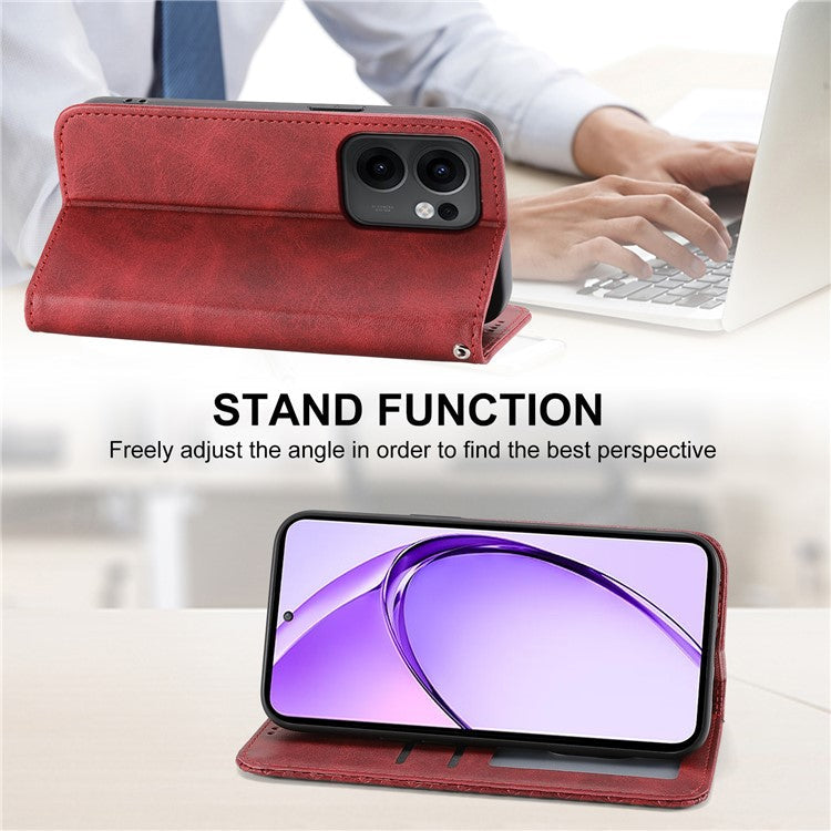 For Oppo Reno13 F 5G Case Calf Texture PU Leather Phone Cover with Wallet - Red