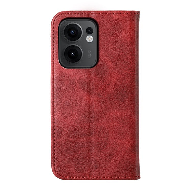 For Oppo Reno13 F 5G Case Calf Texture PU Leather Phone Cover with Wallet - Red