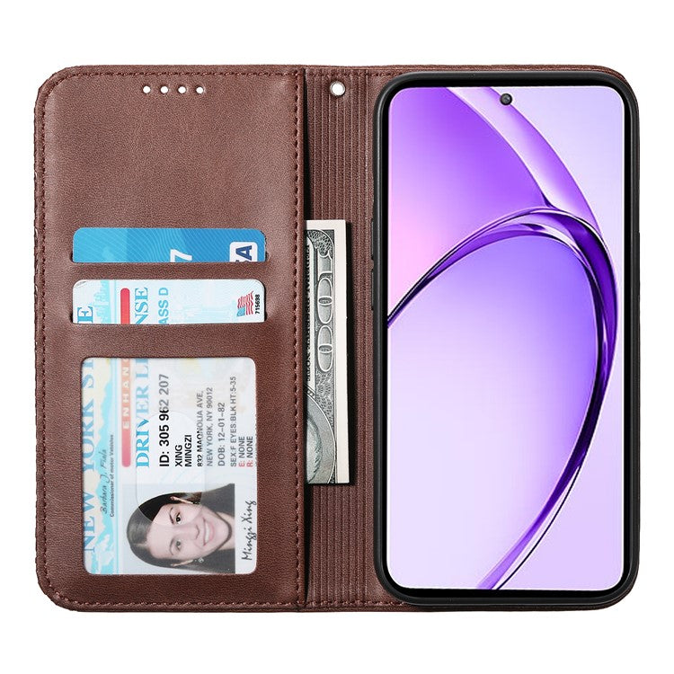 For Oppo Reno13 F 5G Case Calf Texture PU Leather Phone Cover with Wallet - Brown