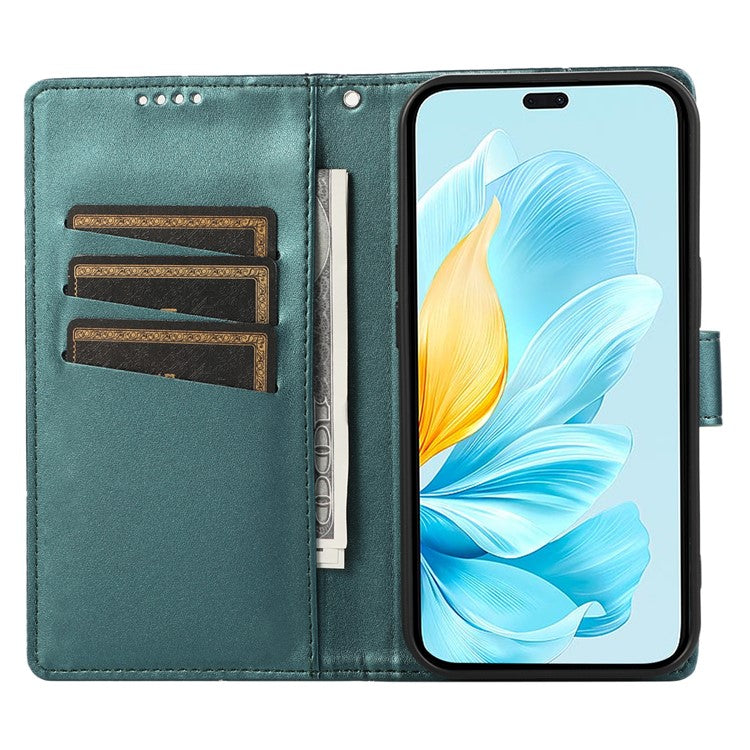 For Oppo Reno13 5G (Global) Phone Case Line Imprint Leather Wallet Cover - Green