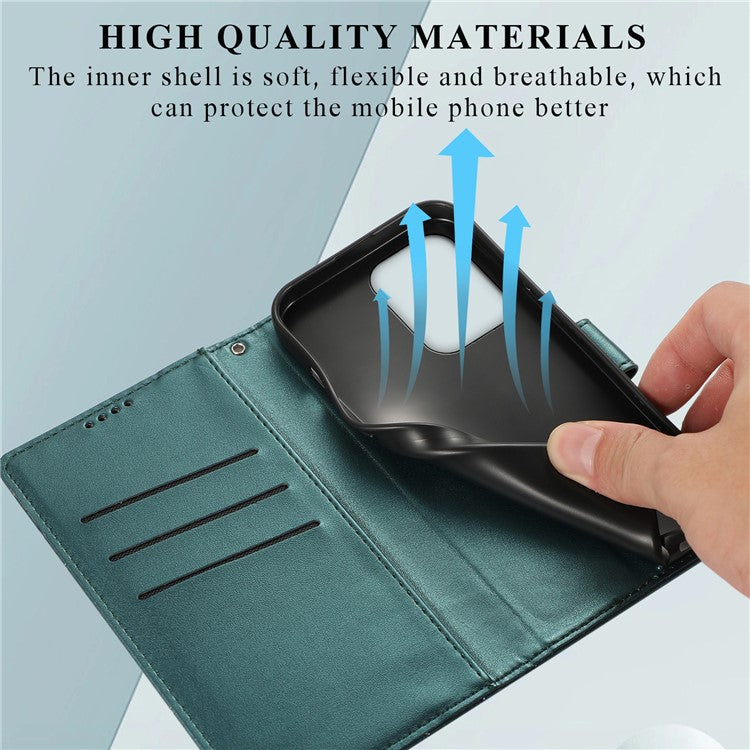 For Oppo Reno13 5G (Global) Phone Case Line Imprint Leather Wallet Cover - Green