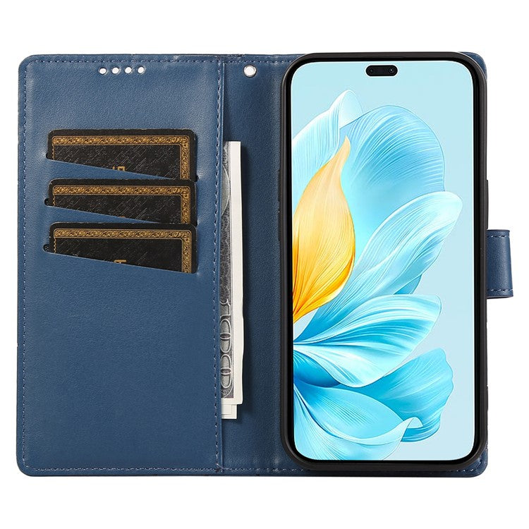 DF-06 For Oppo Reno13 F 5G Phone Case Line Imprint Leather Wallet Cover - Blue