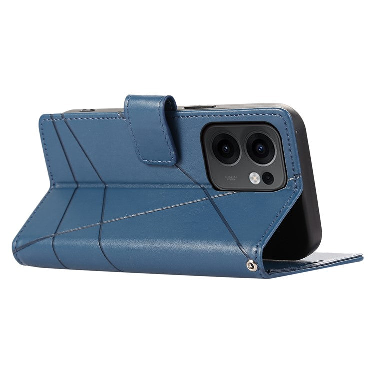 DF-06 For Oppo Reno13 F 5G Phone Case Line Imprint Leather Wallet Cover - Blue