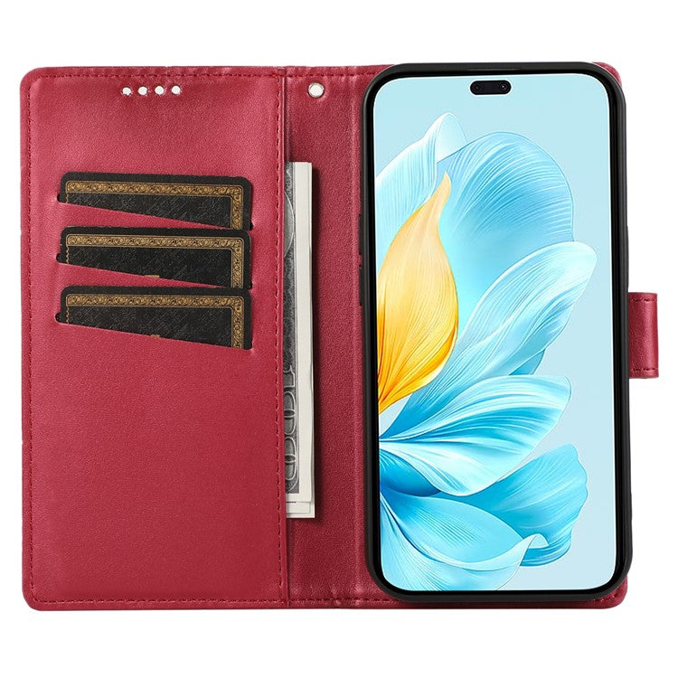 DF-06 For Oppo Reno13 F 5G Phone Case Line Imprint Leather Wallet Cover - Red