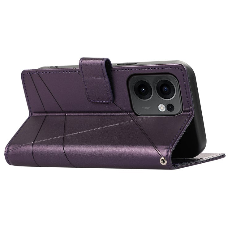 DF-06 For Oppo Reno13 F 5G Phone Case Line Imprint Leather Wallet Cover - Purple