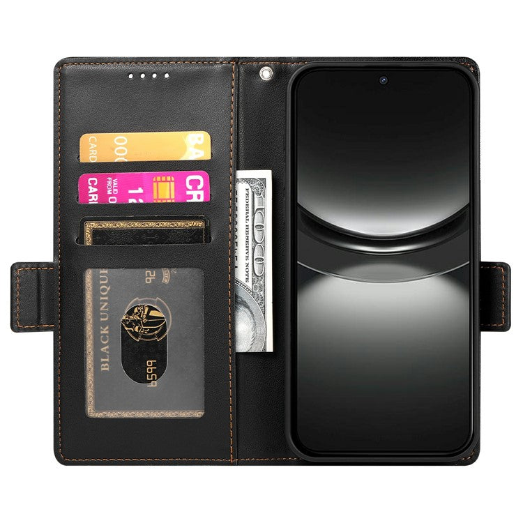 For Oppo Reno13 5G (Global) Stand Case PU Leather Wallet Phone Cover - Black