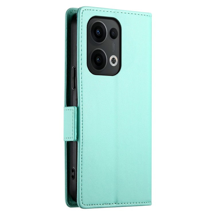 For Oppo Reno13 5G (Global) Stand Case PU Leather Wallet Phone Cover - Mint Green