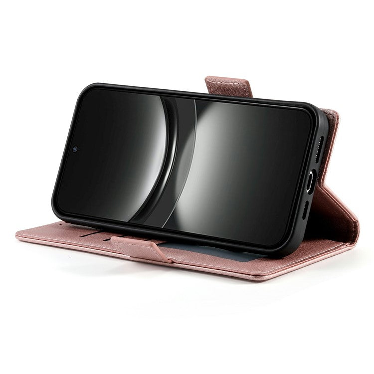 DF-010 For Oppo Reno13 Pro 5G Stand Case PU Leather Wallet Phone Cover - Rose Gold