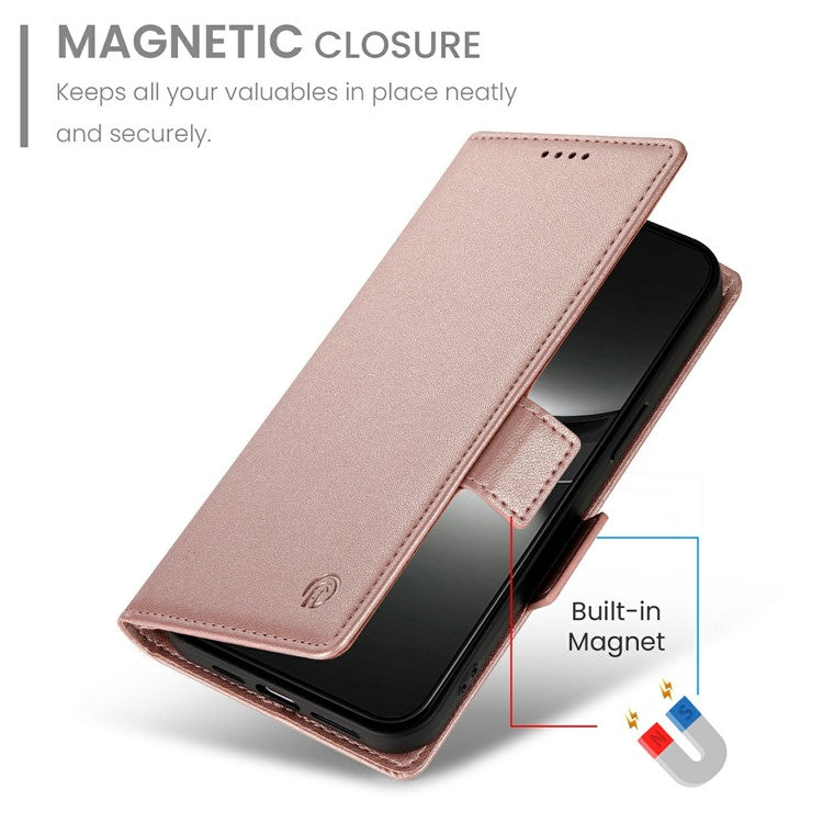 DF-010 For Oppo Reno13 Pro 5G Stand Case PU Leather Wallet Phone Cover - Rose Gold