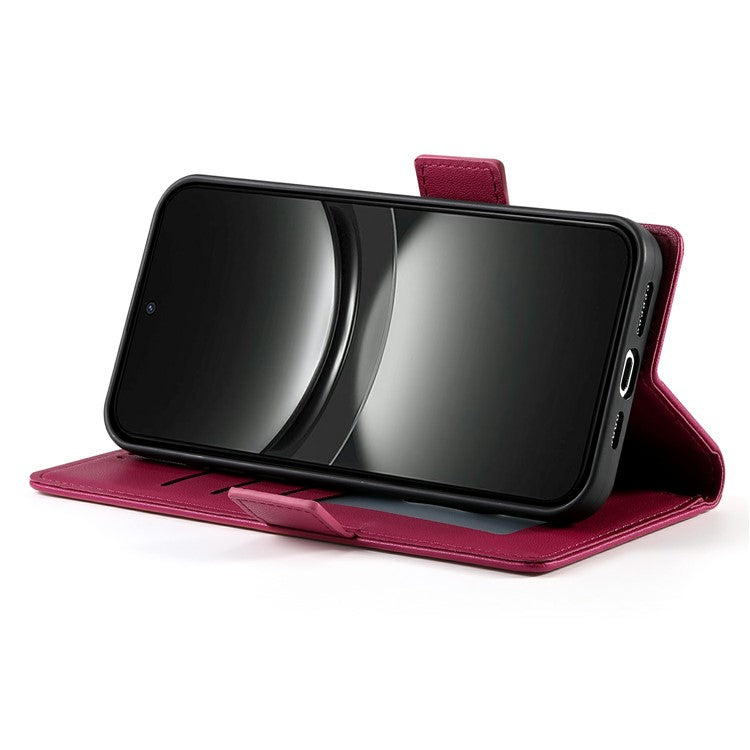 DF-010 For Oppo Reno13 Pro 5G Stand Case PU Leather Wallet Phone Cover - Wine Red