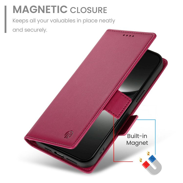 DF-010 For Oppo Reno13 Pro 5G Stand Case PU Leather Wallet Phone Cover - Wine Red