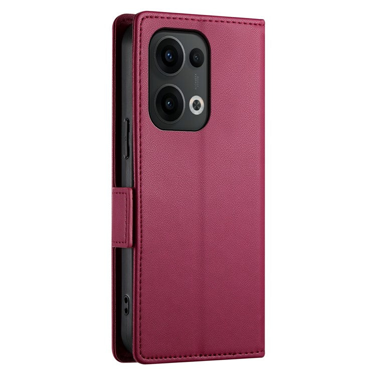 DF-010 For Oppo Reno13 Pro 5G Stand Case PU Leather Wallet Phone Cover - Wine Red