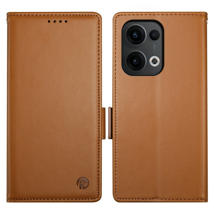 DF-010 For Oppo Reno13 Pro 5G Stand Case PU Leather Wallet Phone Cover - Brown