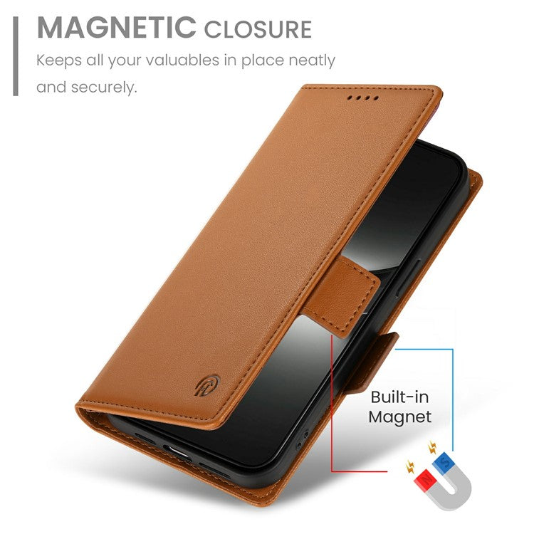 DF-010 For Oppo Reno13 Pro 5G Stand Case PU Leather Wallet Phone Cover - Brown