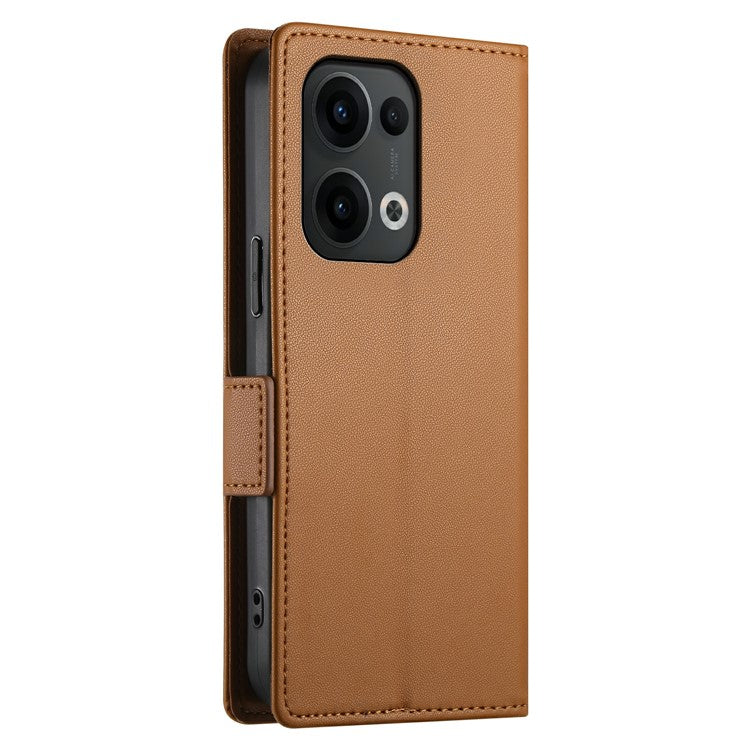DF-010 For Oppo Reno13 Pro 5G Stand Case PU Leather Wallet Phone Cover - Brown