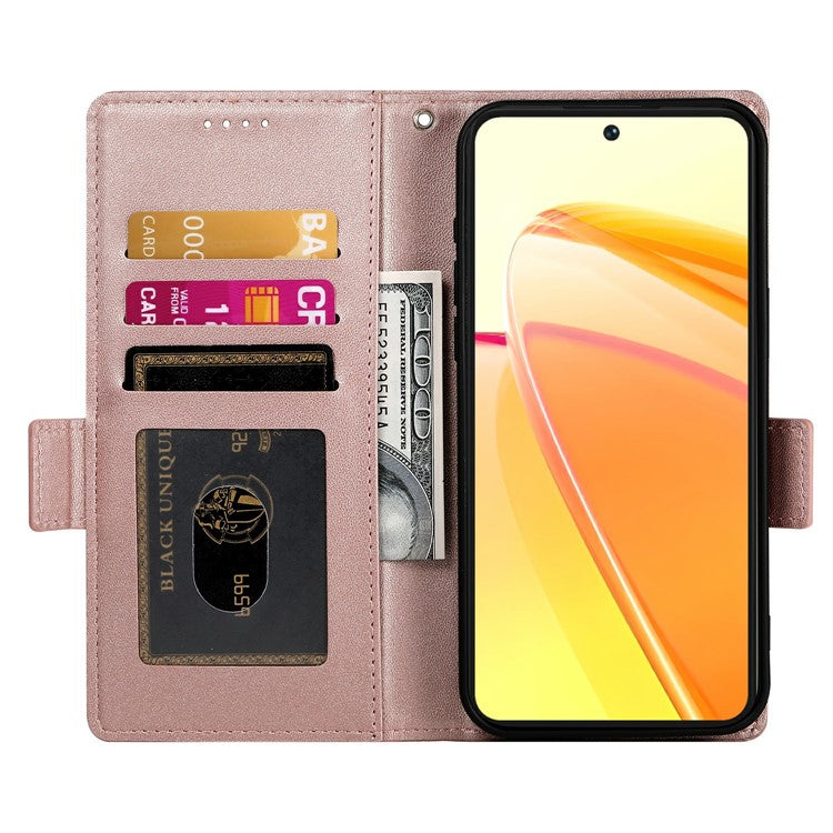 For Oppo Reno13 F 5G Stand Case PU Leather Wallet Phone Cover - Rose Gold