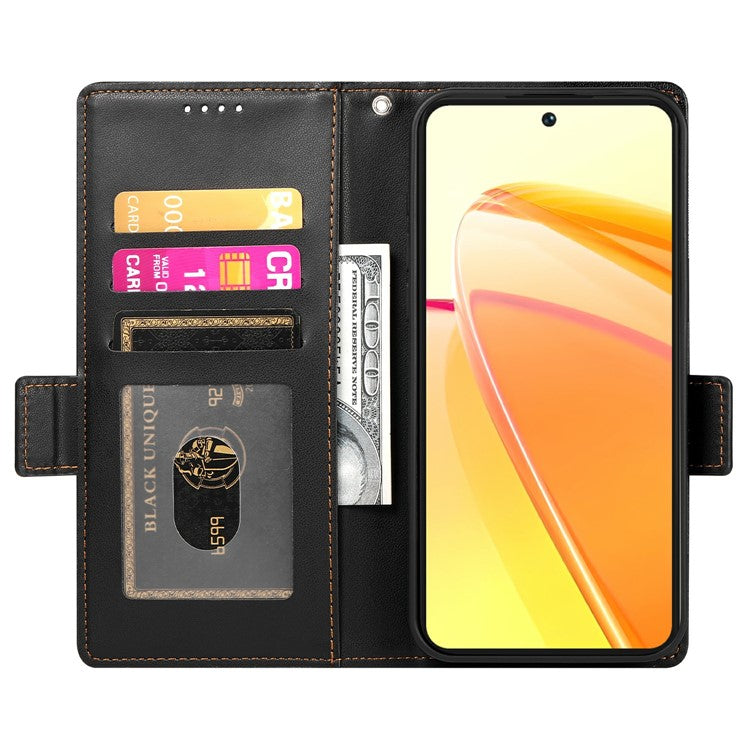 For Oppo Reno13 F 5G Stand Case PU Leather Wallet Phone Cover - Black