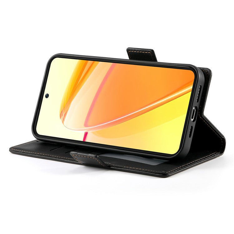 For Oppo Reno13 F 5G Stand Case PU Leather Wallet Phone Cover - Black
