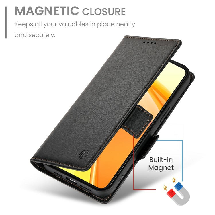 For Oppo Reno13 F 5G Stand Case PU Leather Wallet Phone Cover - Black