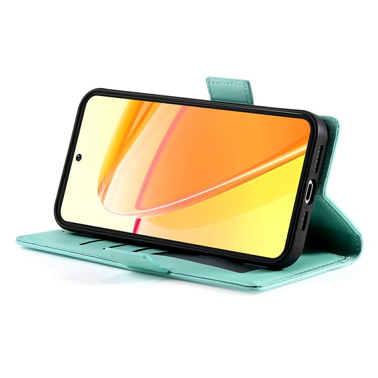 For Oppo Reno13 F 5G Stand Case PU Leather Wallet Phone Cover - Mint Green