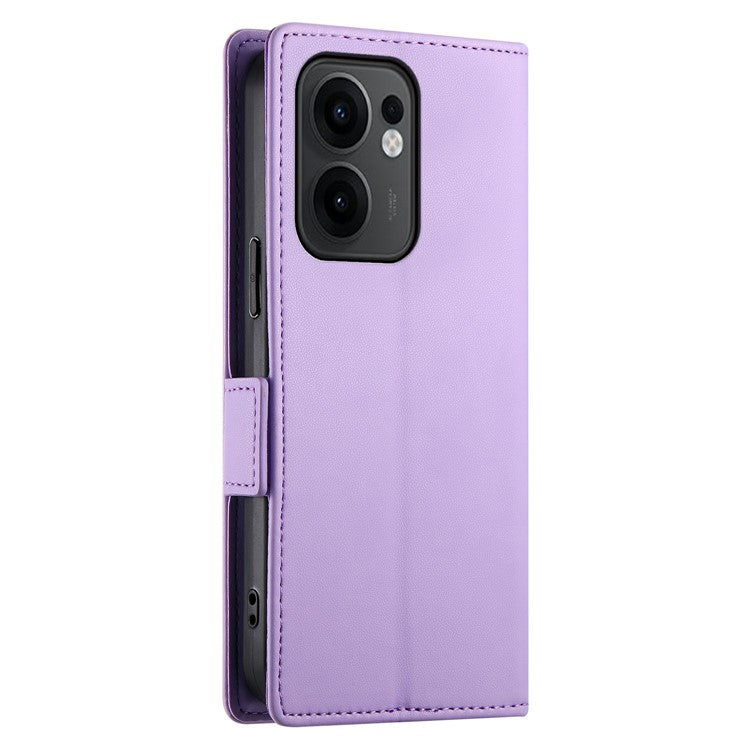 For Oppo Reno13 F 5G Stand Case PU Leather Wallet Phone Cover - Purple